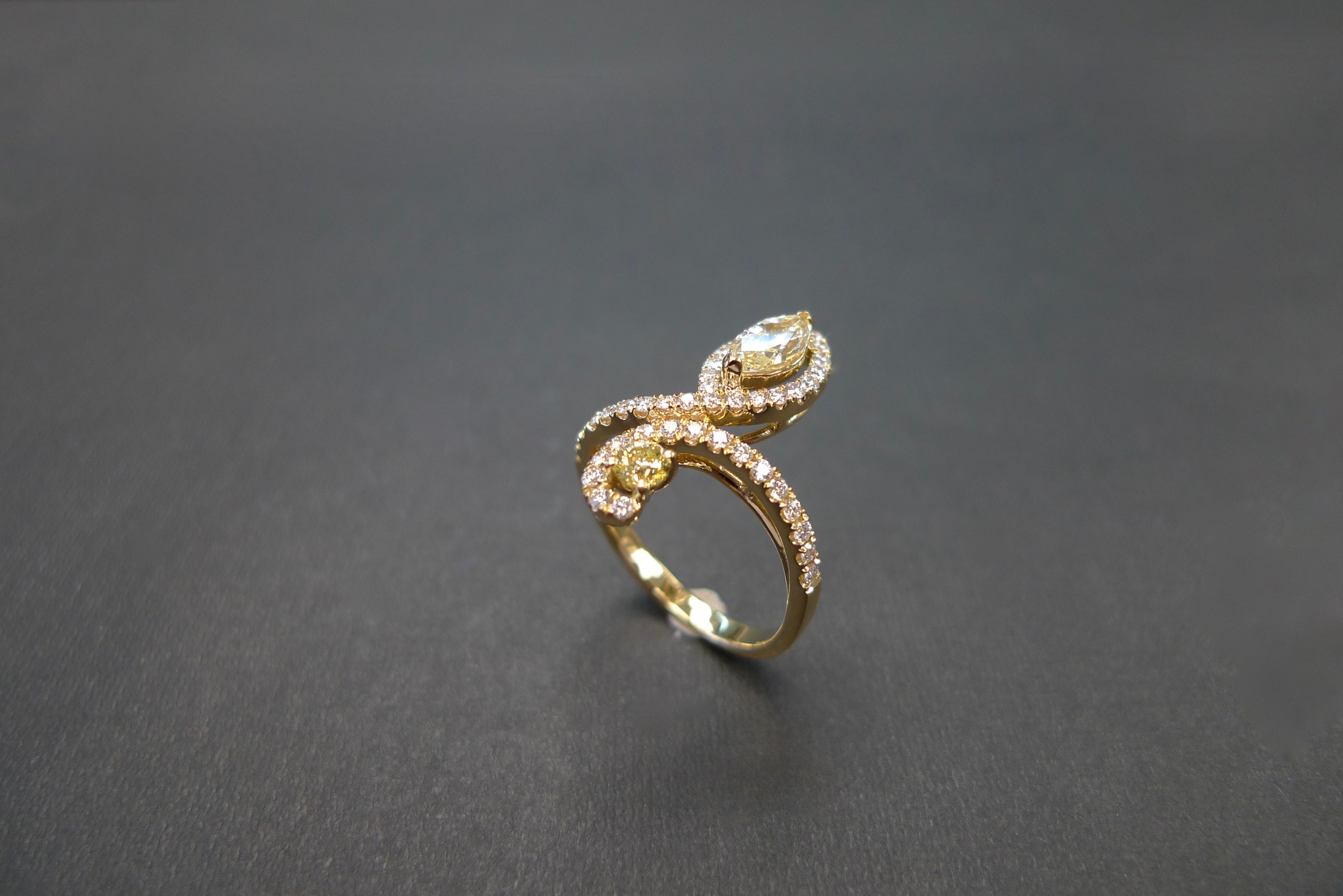 Fancy Yellow Marquise Cut Diamond Ring - HN JEWELRY