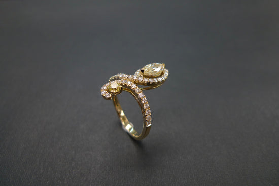 Fancy Yellow Marquise Cut Diamond Ring - HN JEWELRY