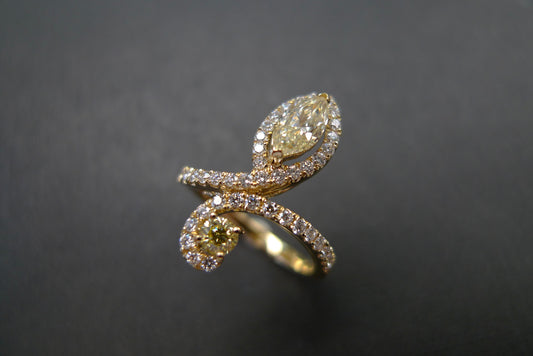 Fancy Yellow Marquise Cut Diamond Ring - HN JEWELRY