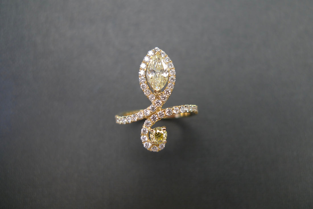 Fancy Yellow Marquise Cut Diamond Ring - HN JEWELRY