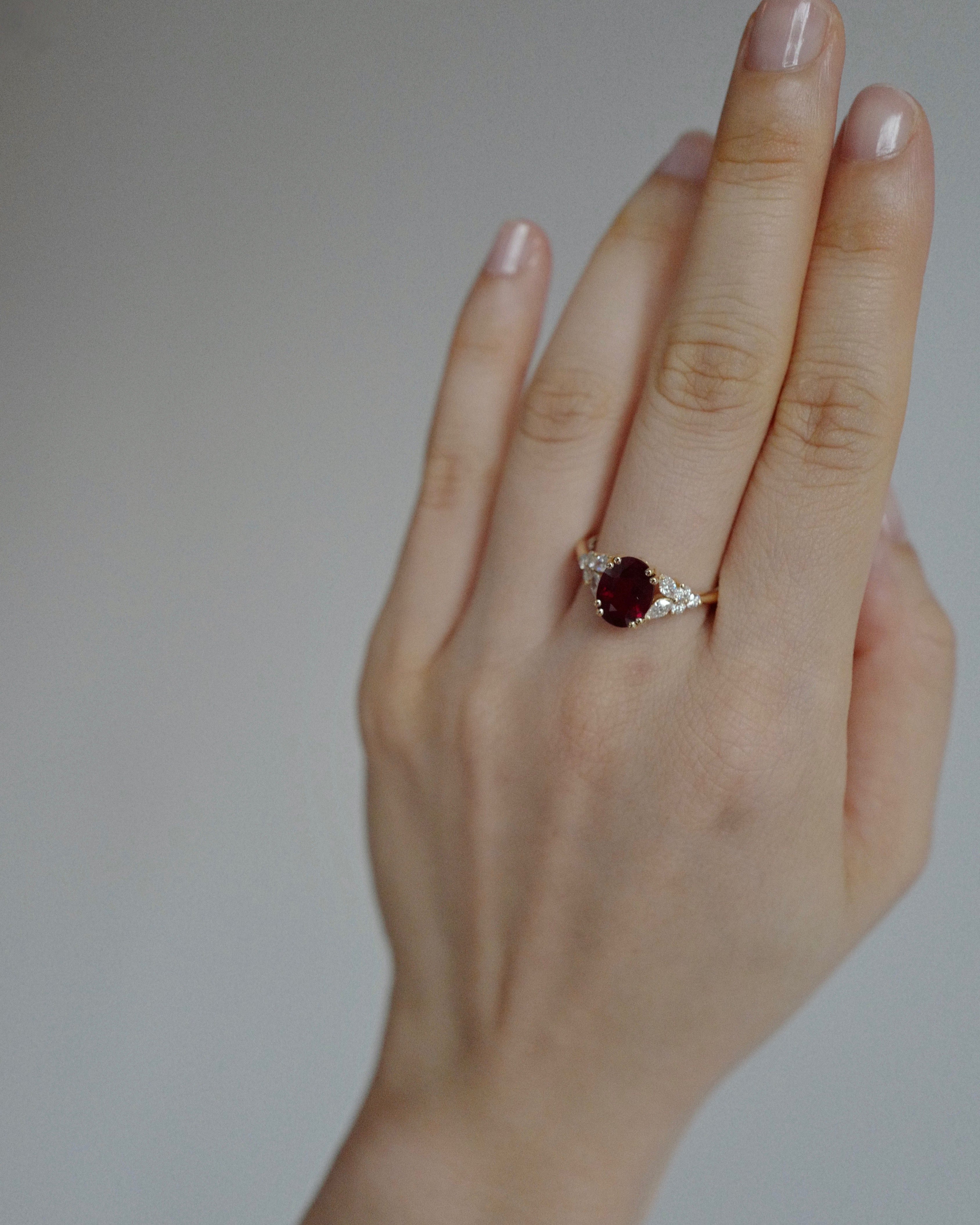 2.00ct Burma Pigeon Blood Ruby and Marquise Diamond Ring - HN JEWELRY
