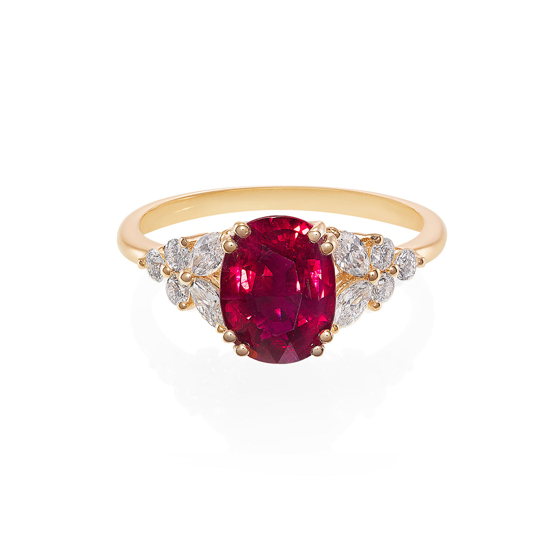 Ruby and Marquise Diamond Ring - HN JEWELRY