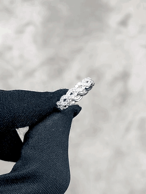 Wave Diamond Ring in 18K White Gold - HN JEWELRY