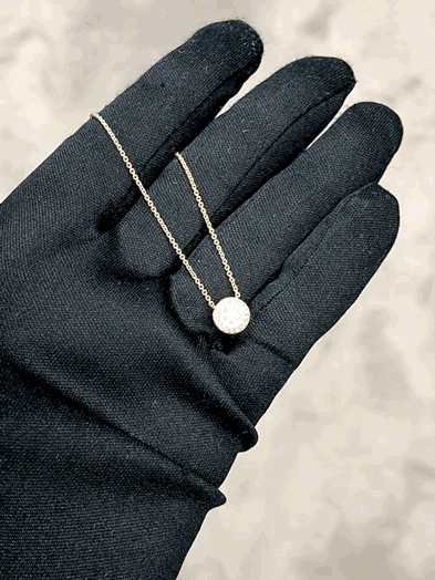 Pavé Diamond Circle Pendant Necklace in 18K Yellow Gold - HN JEWELRY