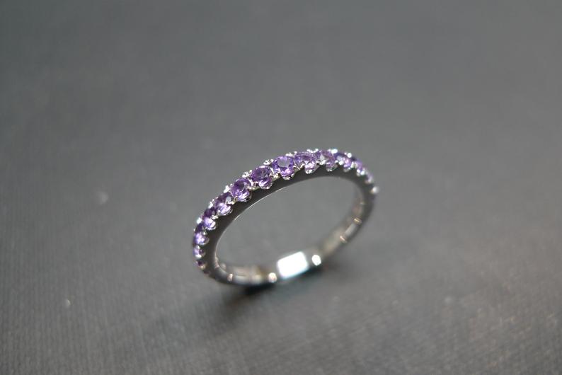 Purple Amethyst Ring in 14K White Gold - HN JEWELRY