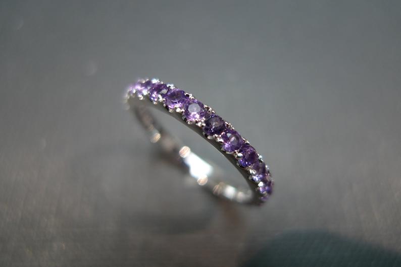 Purple Amethyst Ring in 14K White Gold - HN JEWELRY
