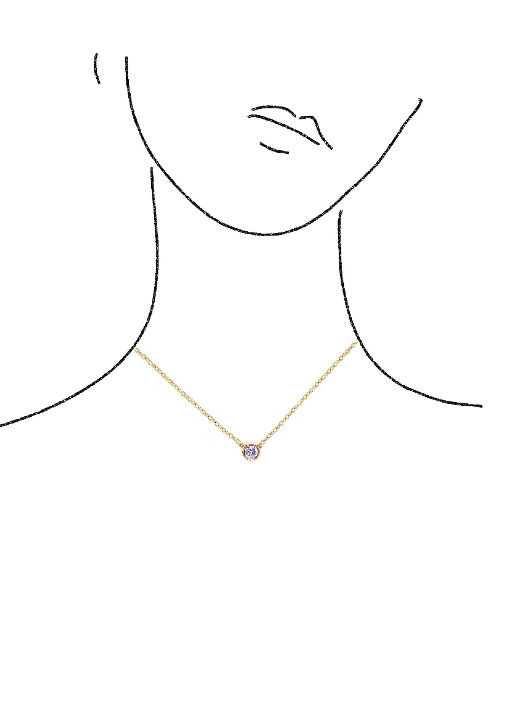 Bezel Set Diamond Pendant Necklace in Yellow Gold - HN JEWELRY