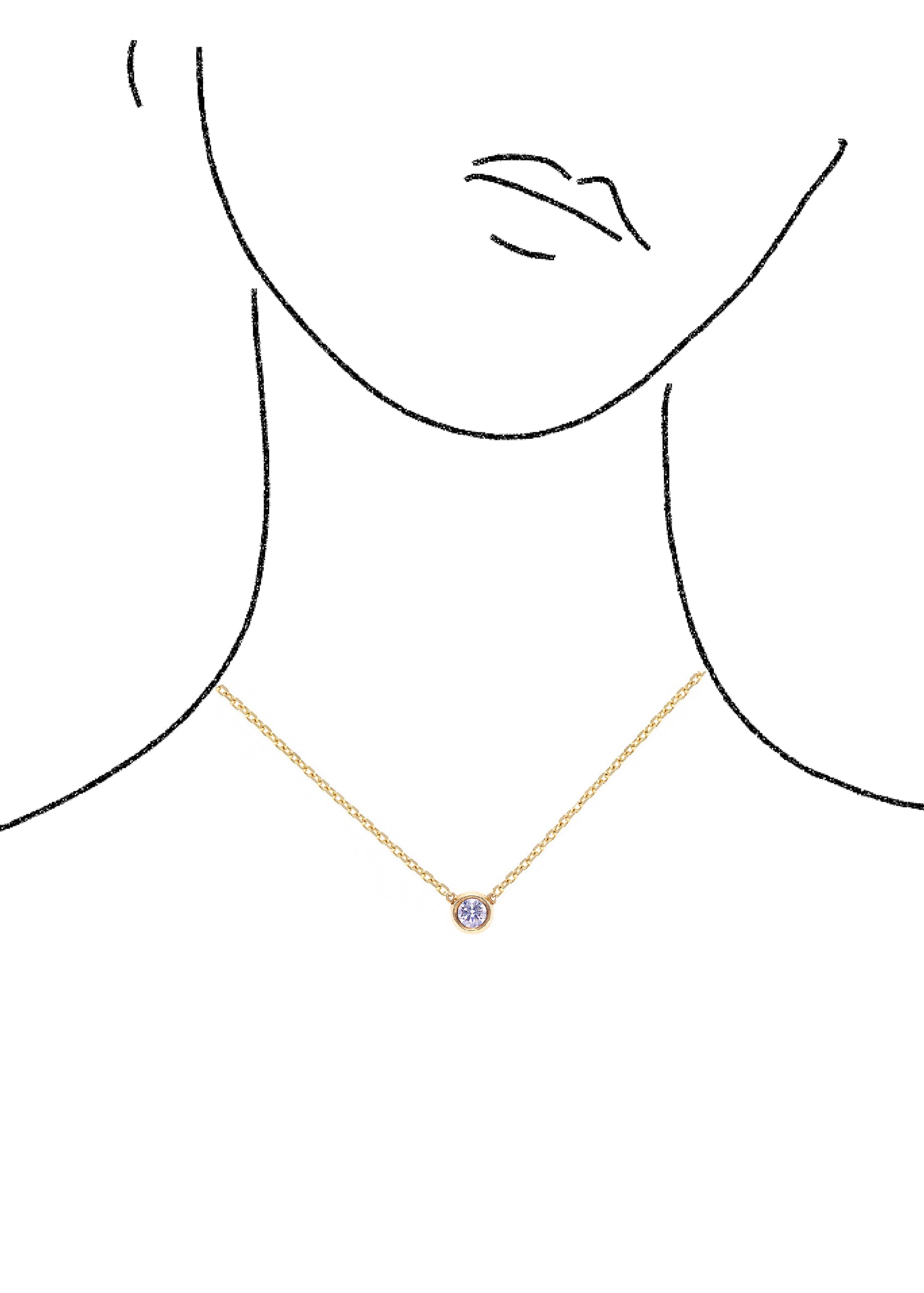 Bezel Set Diamond Pendant Necklace in Yellow Gold - HN JEWELRY