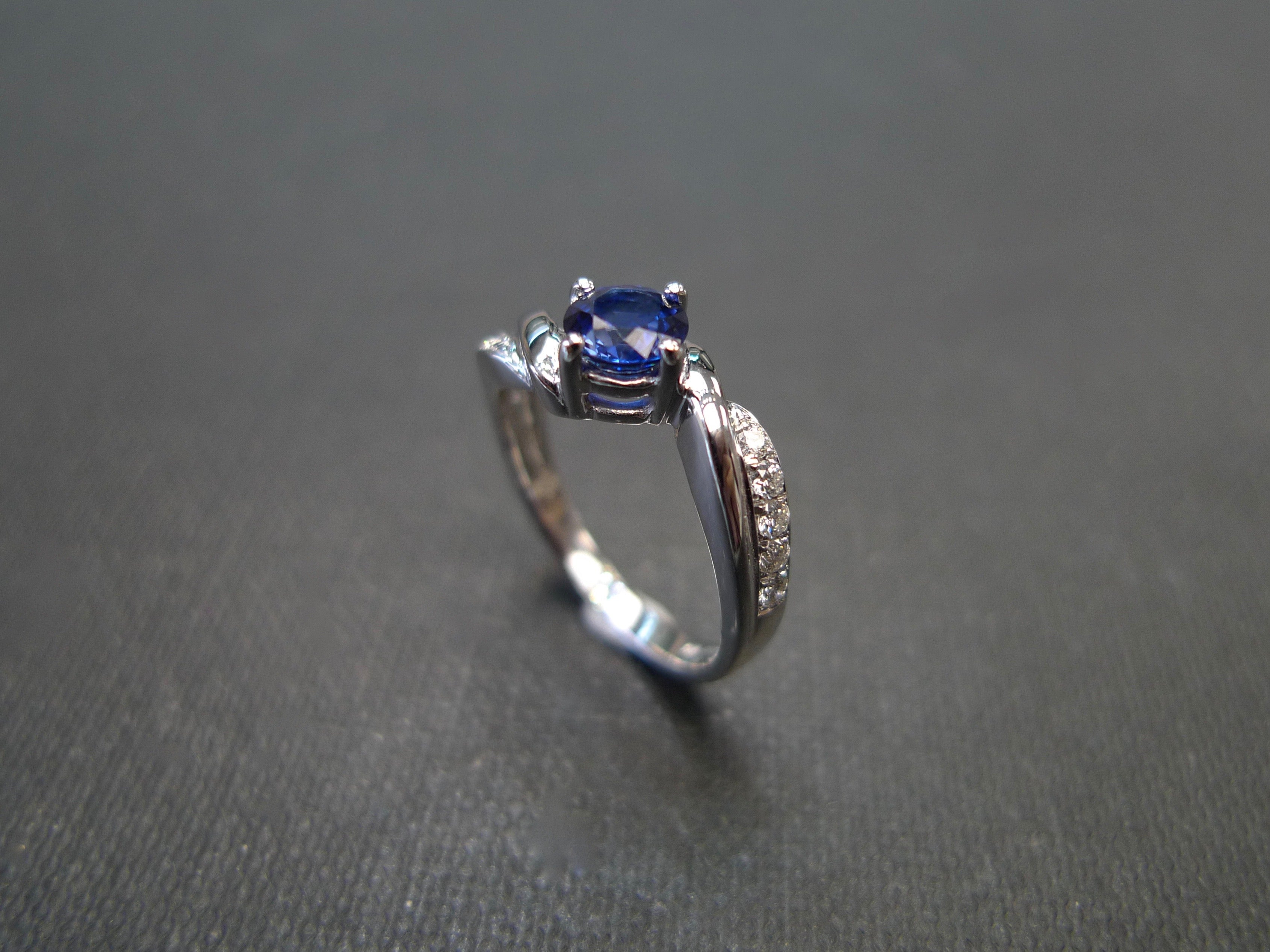 Vintage Style Blue Sapphire and Diamond Tension Ring - HN JEWELRY