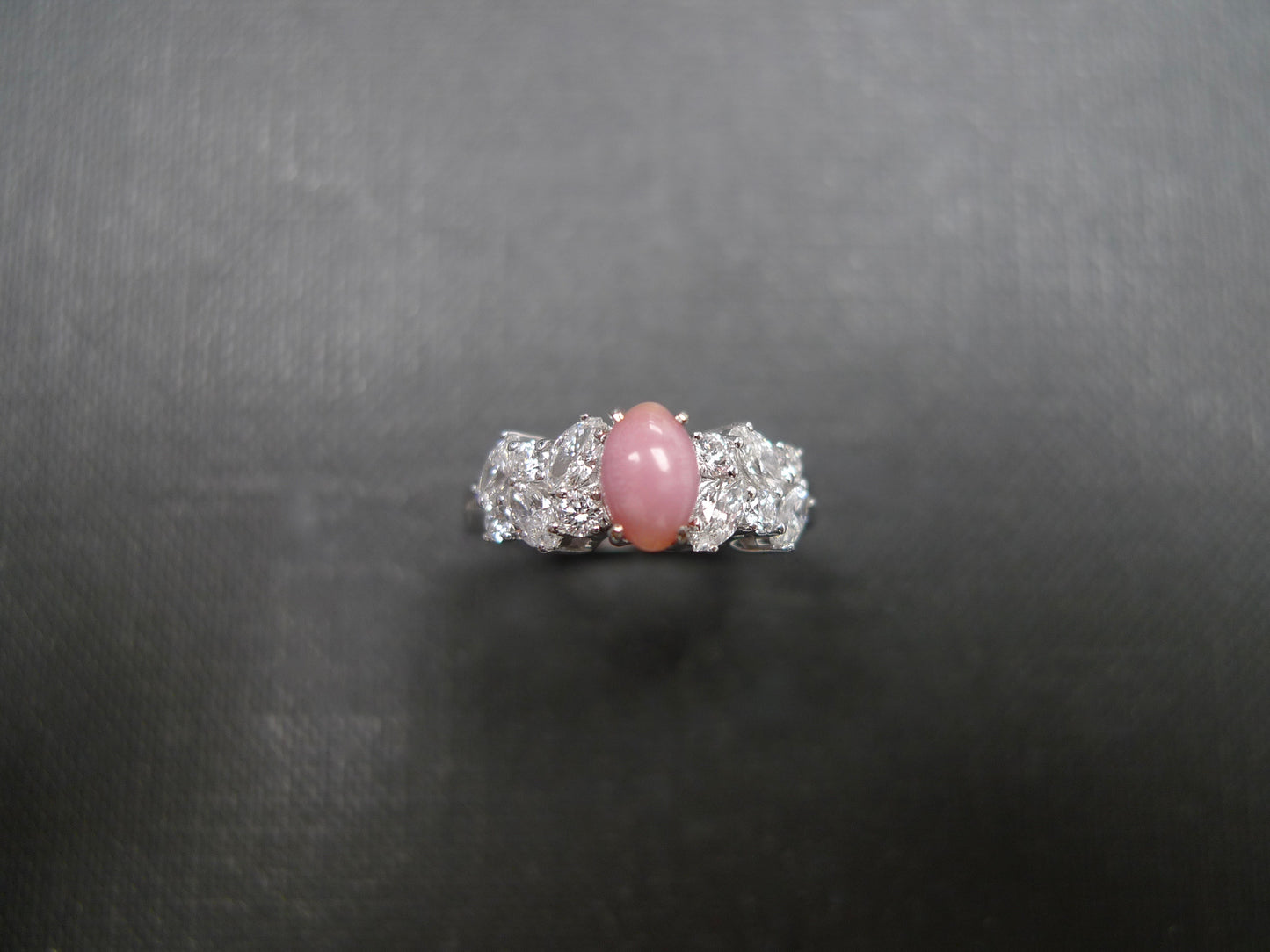 Conch Pearl & Marquise Diamond Engagement Ring - HN JEWELRY