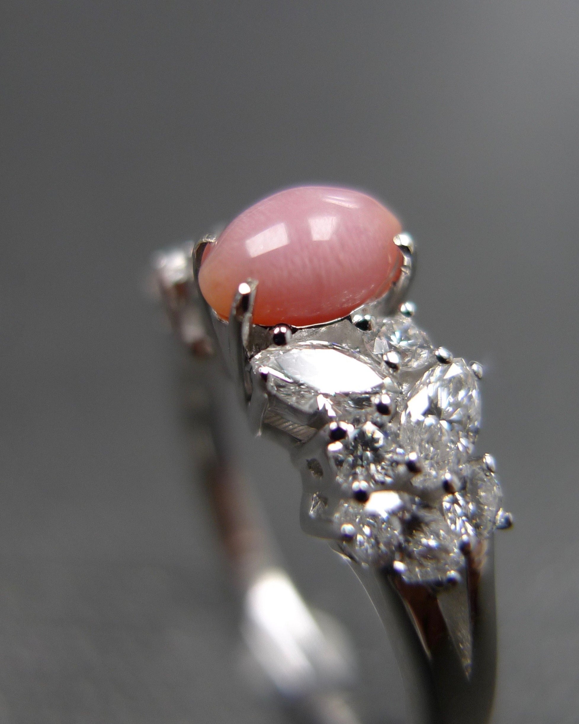 statement ring featuring natural conch pearl and diamonds