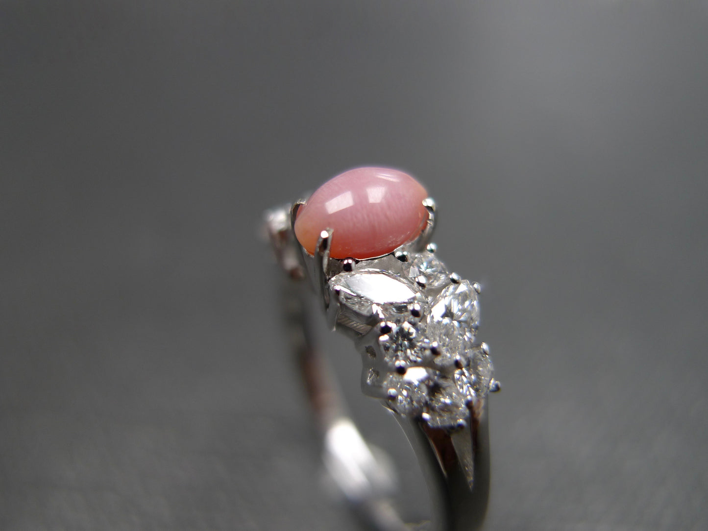 Conch Pearl & Marquise Diamond Engagement Ring - HN JEWELRY