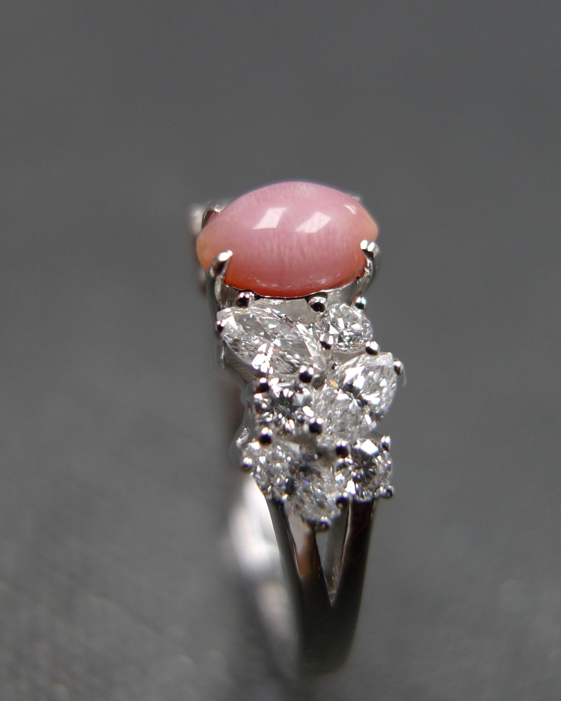Conch Pearl & Marquise Diamond Engagement Ring - HN JEWELRY