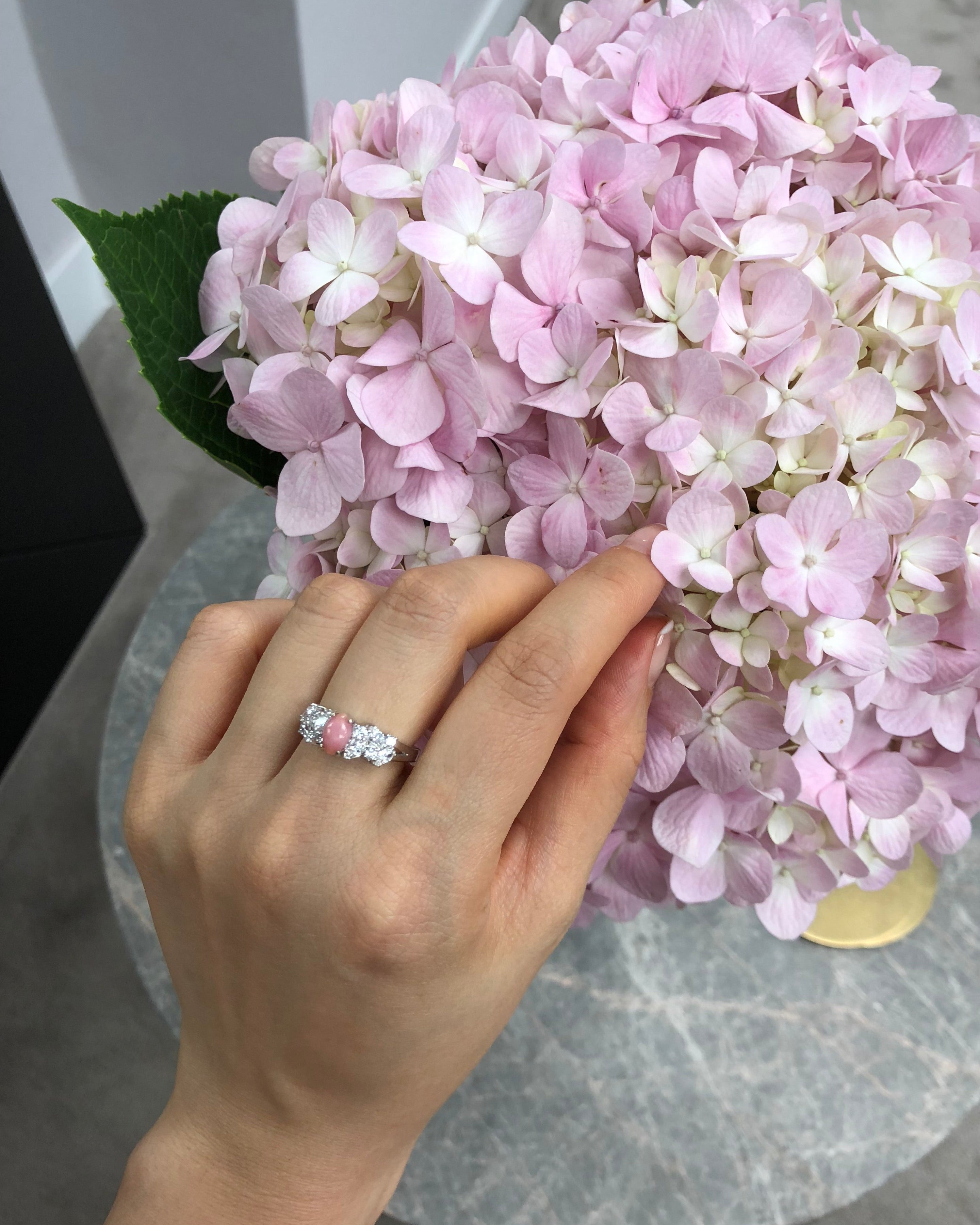 Conch Pearl & Marquise Diamond Engagement Ring - HN JEWELRY
