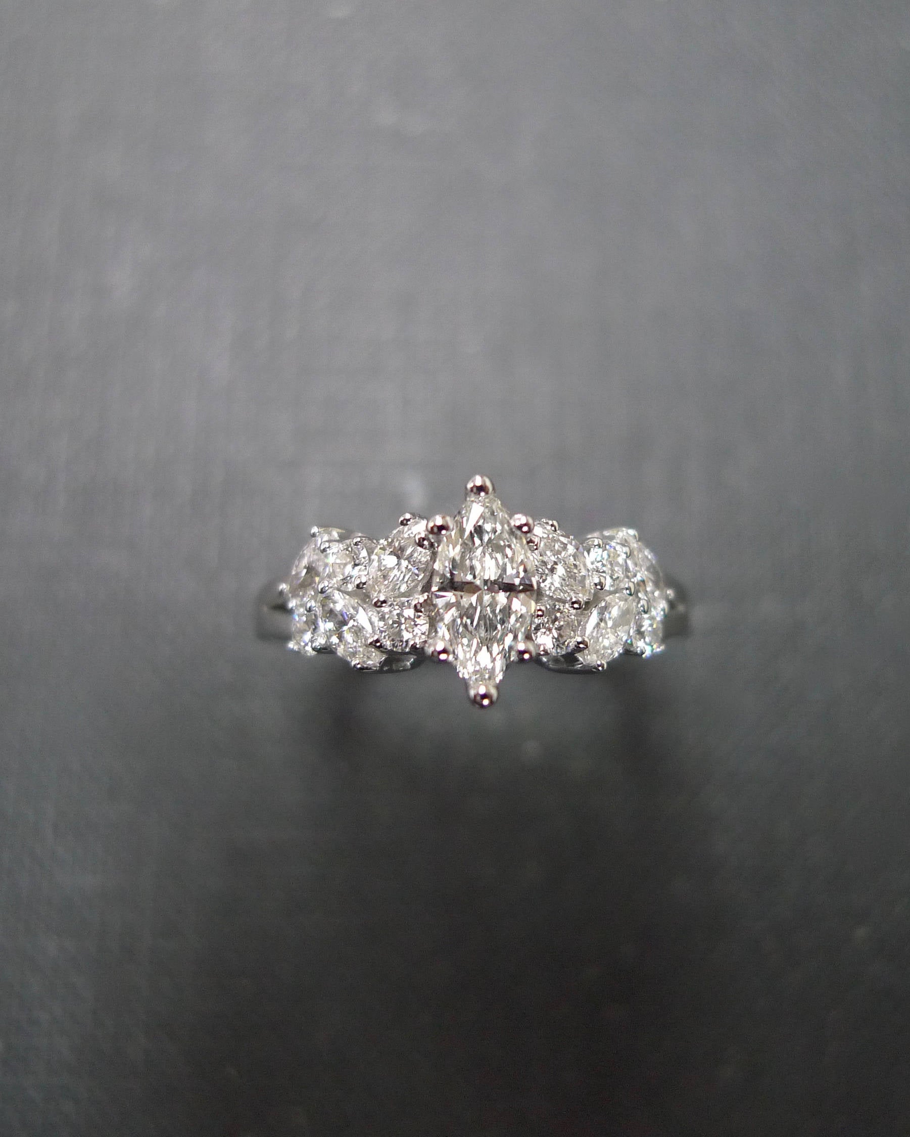 Unique marquise engagement ring modern minimal design