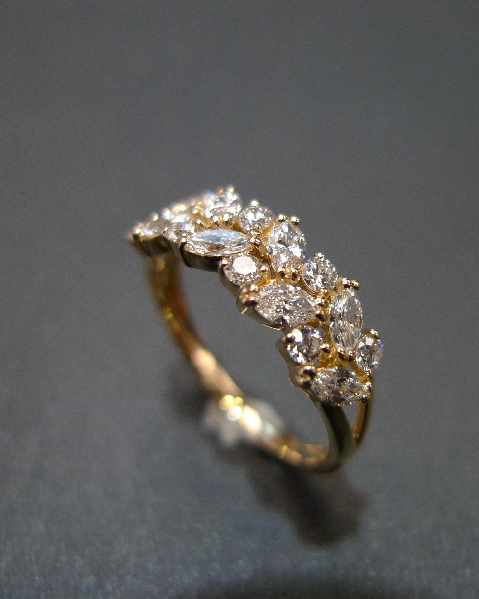HN Jewelry marquise diamond ring yellow gold fine jewelry