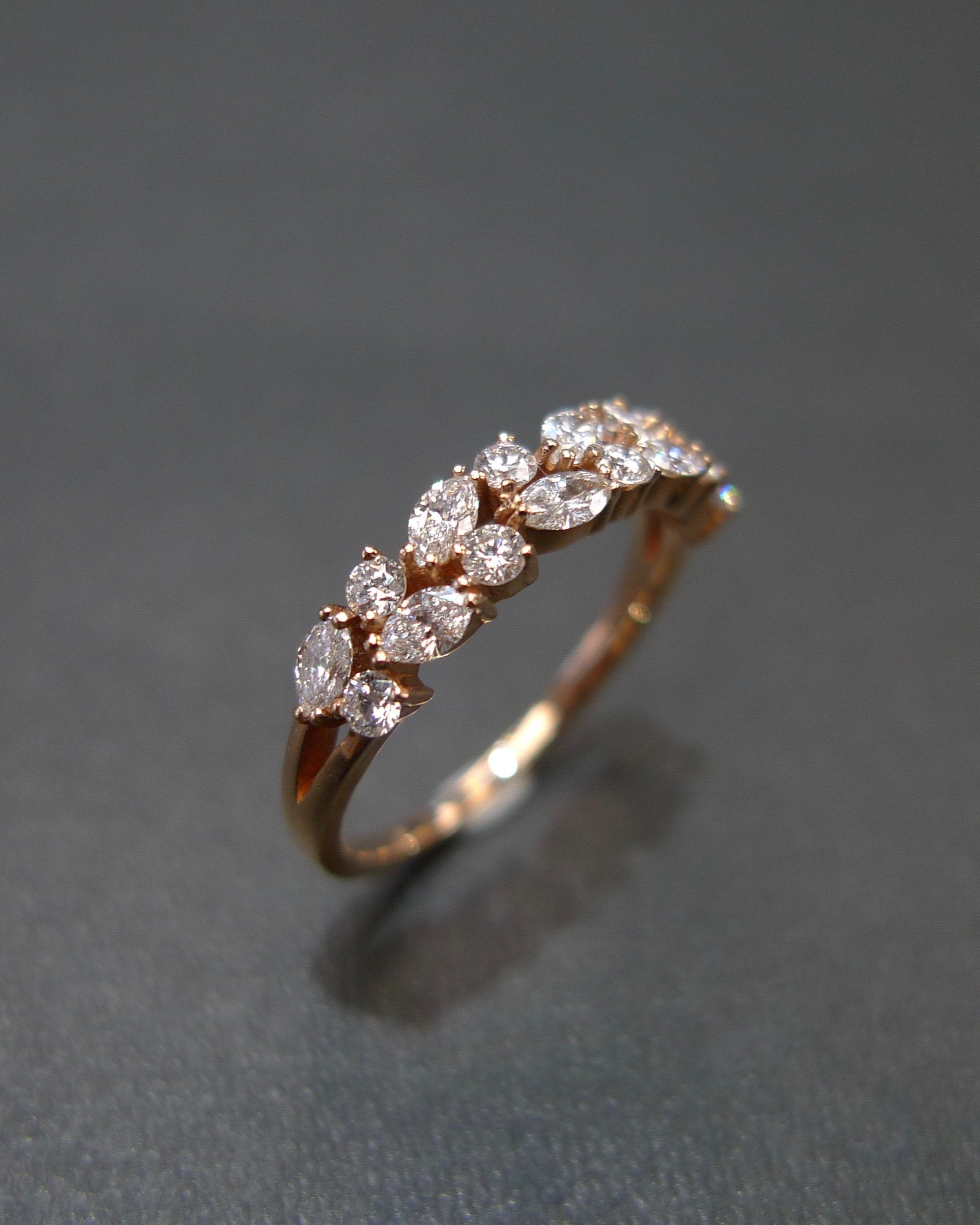4mm Marquise Diamond Wedding Ring in 18K Rose Gold - HN JEWELRY
