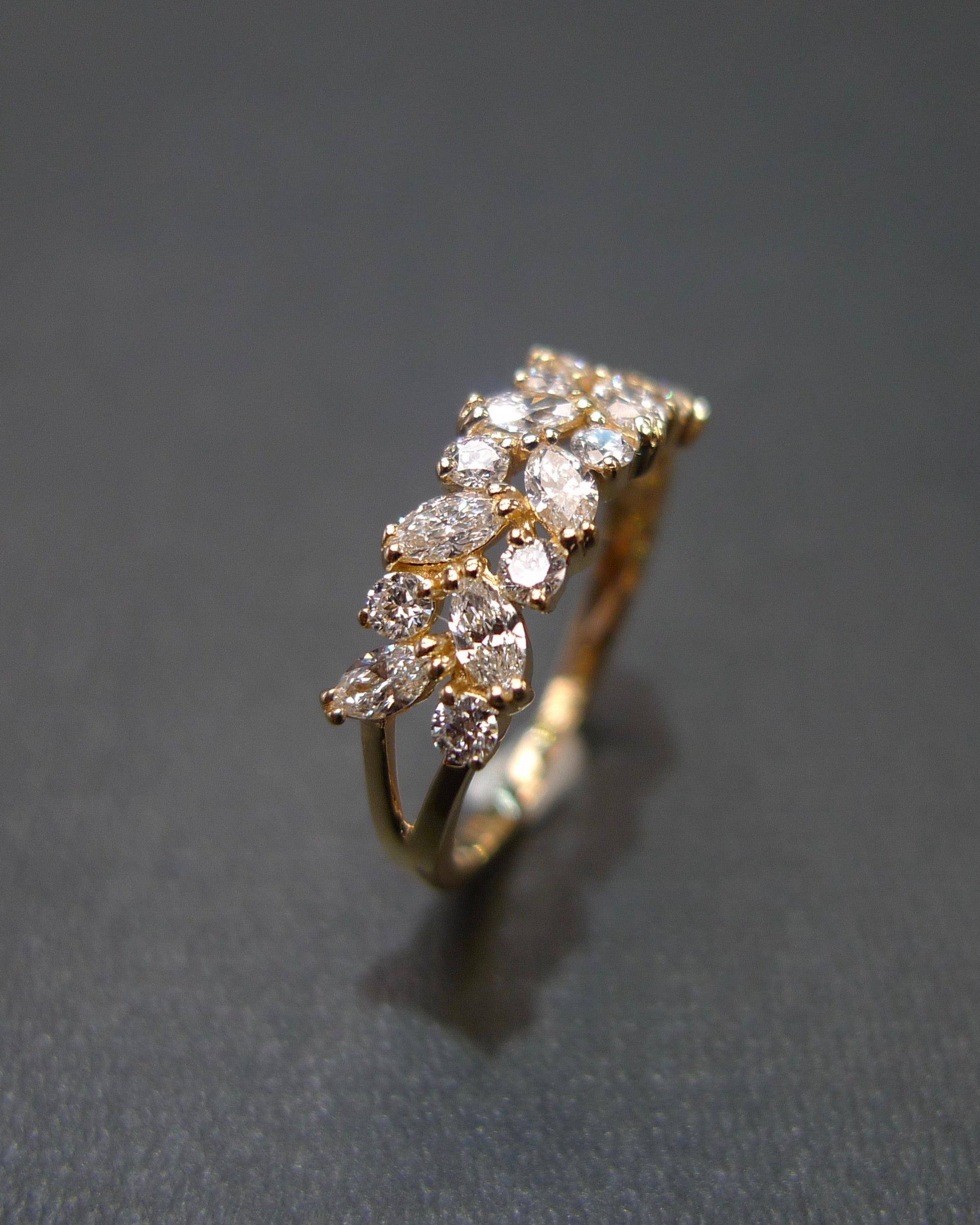 Marquise diamond engagement ring in 14K gold