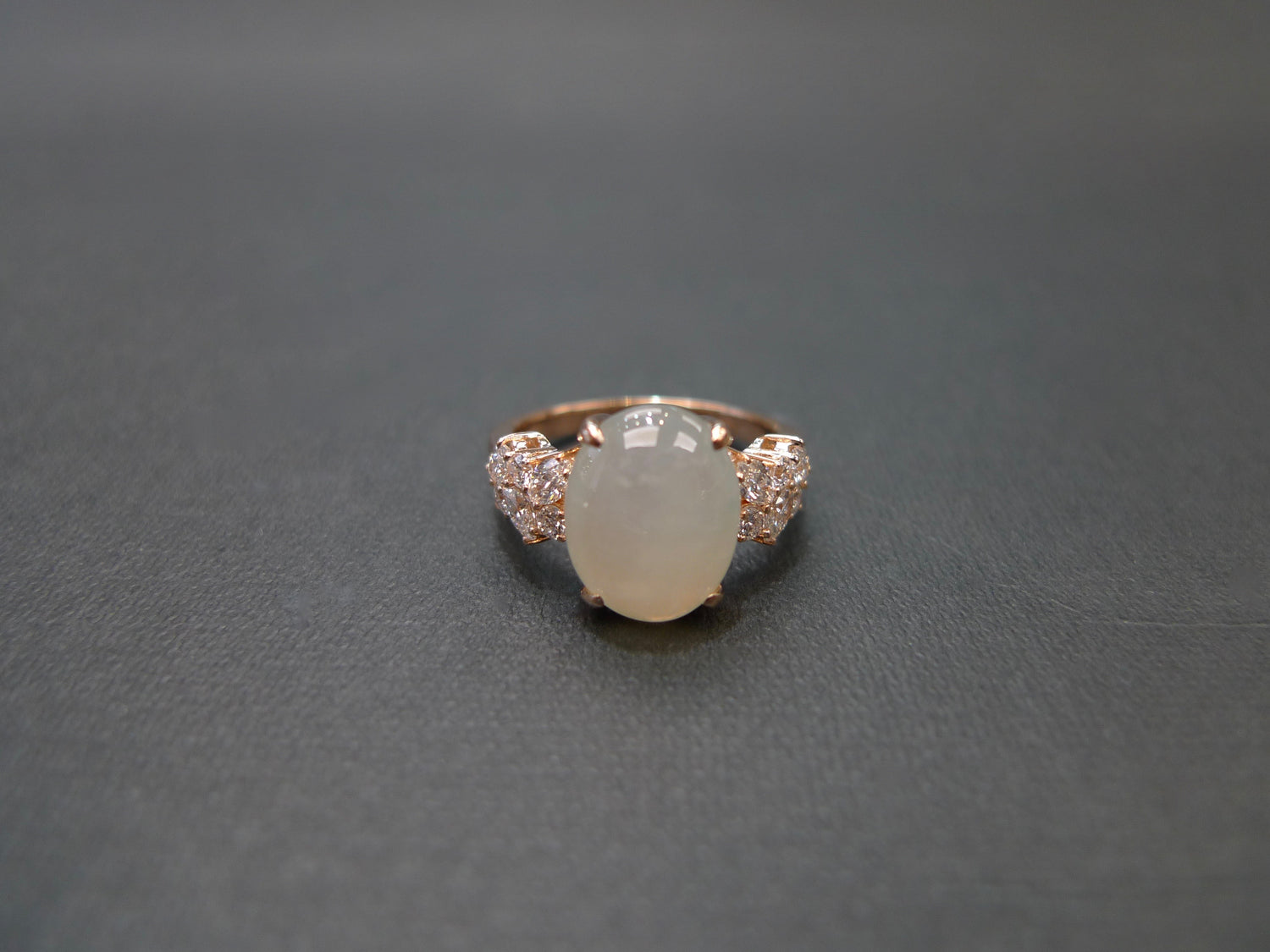 Icy Jade & Marquise Diamond Ring in 18K Rose Gold - HN JEWELRY