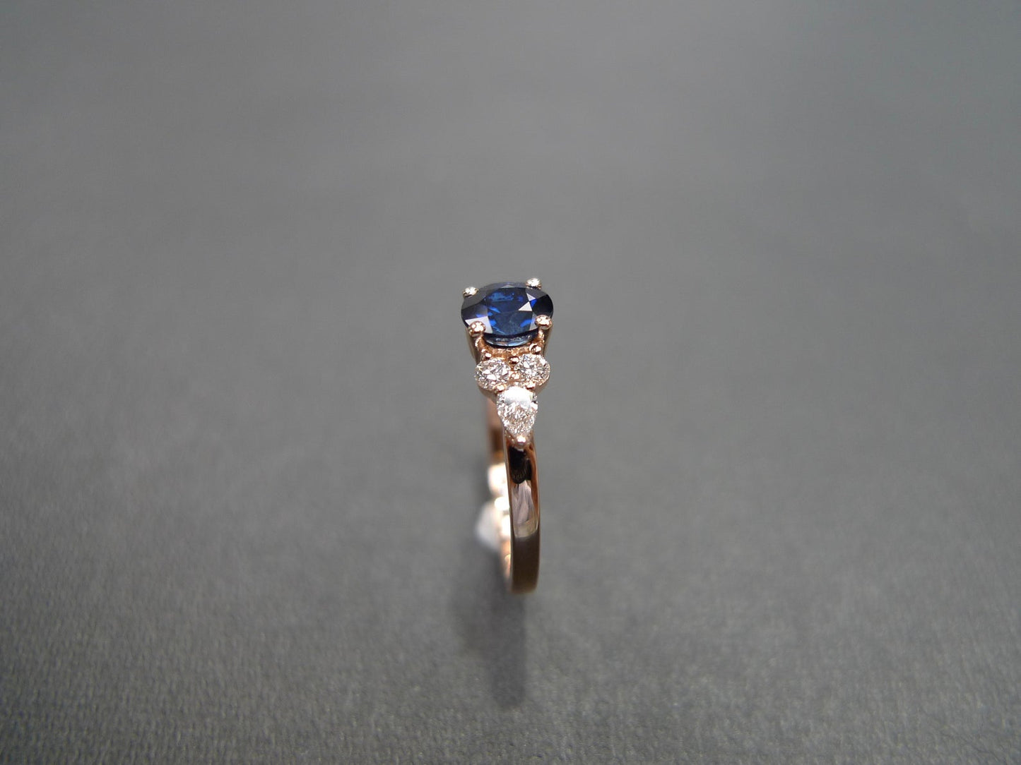 Blue Sapphire and Pear Cut Diamond Ring - HN JEWELRY
