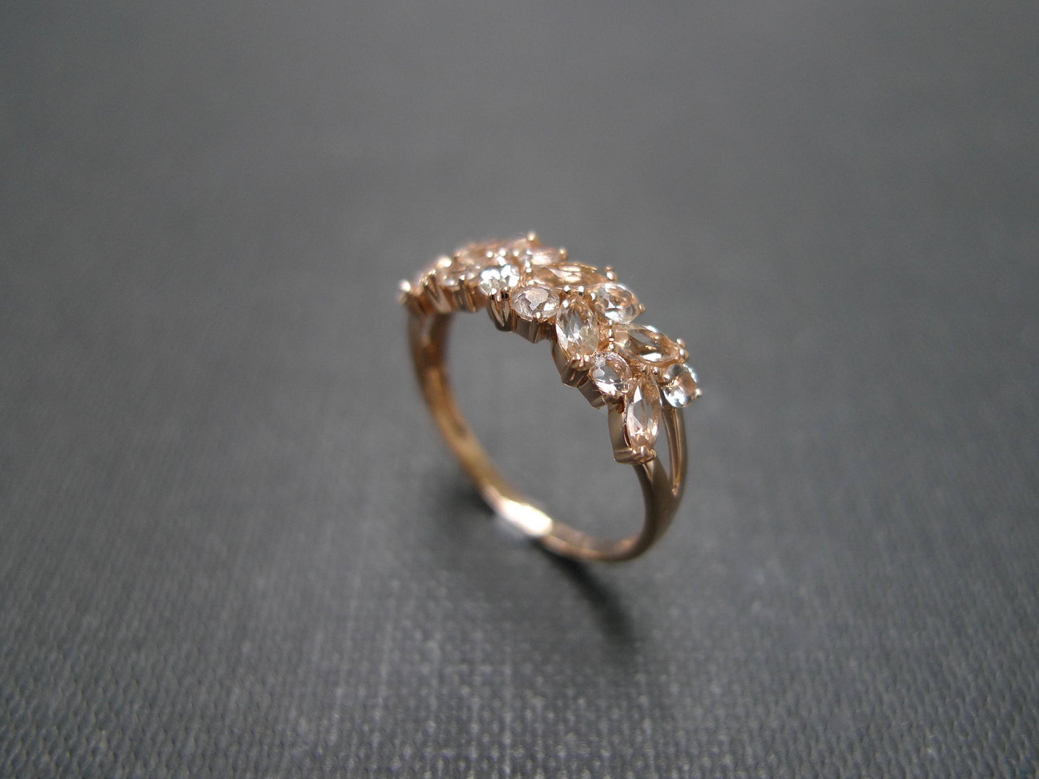 Champagne Marquise Morganite Ring in 14K Rose Gold - HN JEWELRY