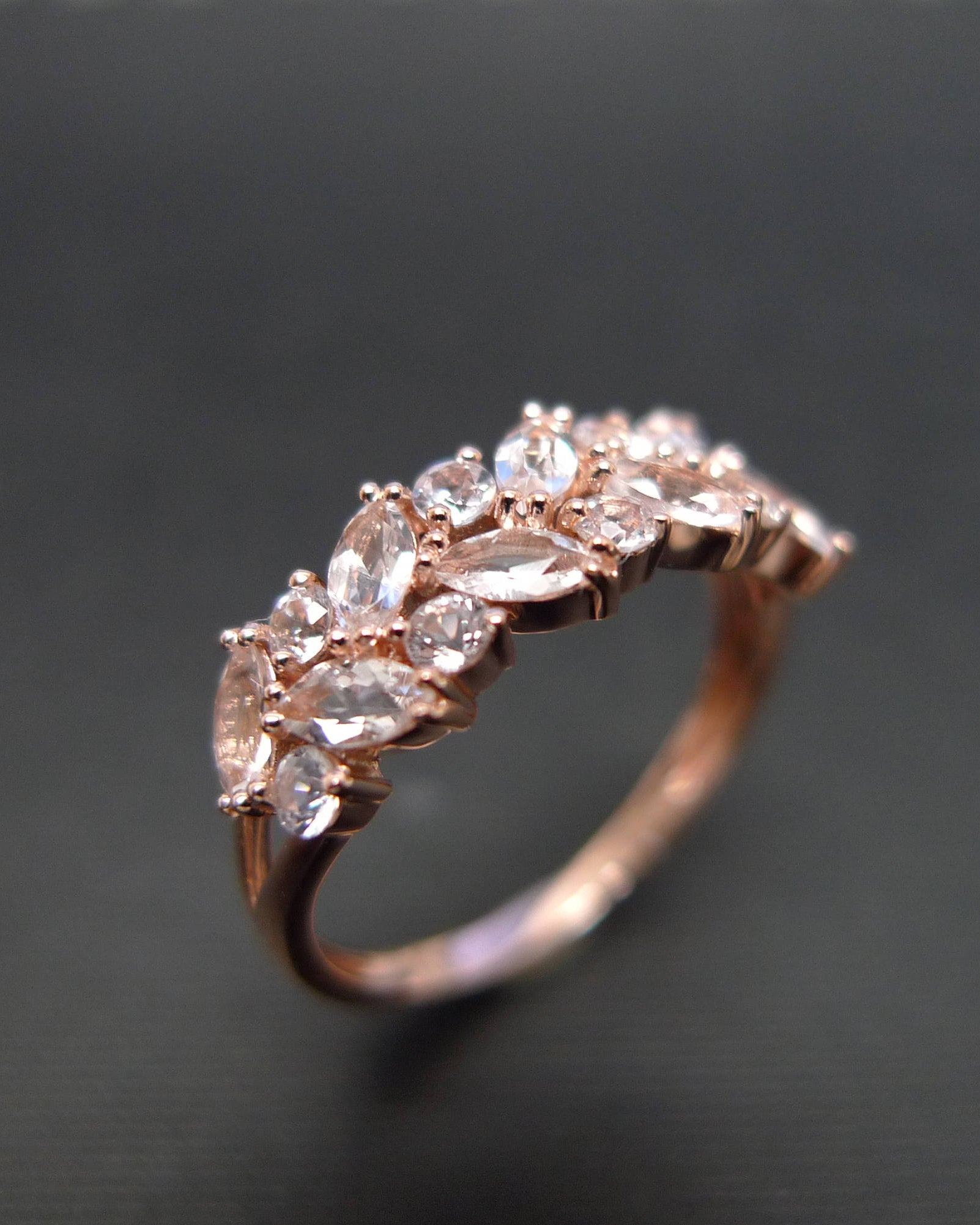 Champagne Marquise Morganite Ring in 14K Rose Gold - HN JEWELRY