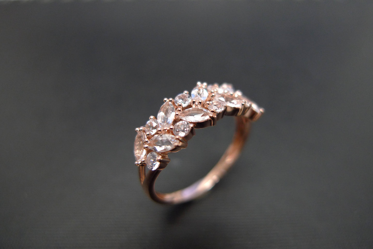 Champagne Marquise Morganite Ring in 14K Rose Gold - HN JEWELRY