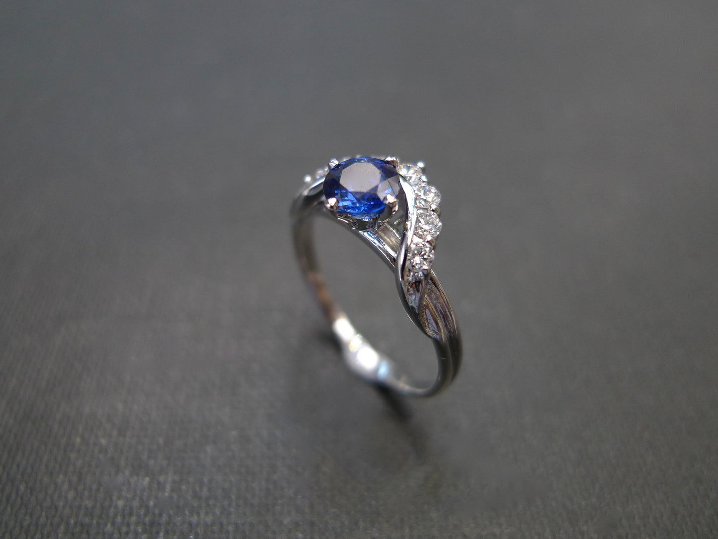 Crown Blue Sapphire and Diamond Engagement Ring - HN JEWELRY