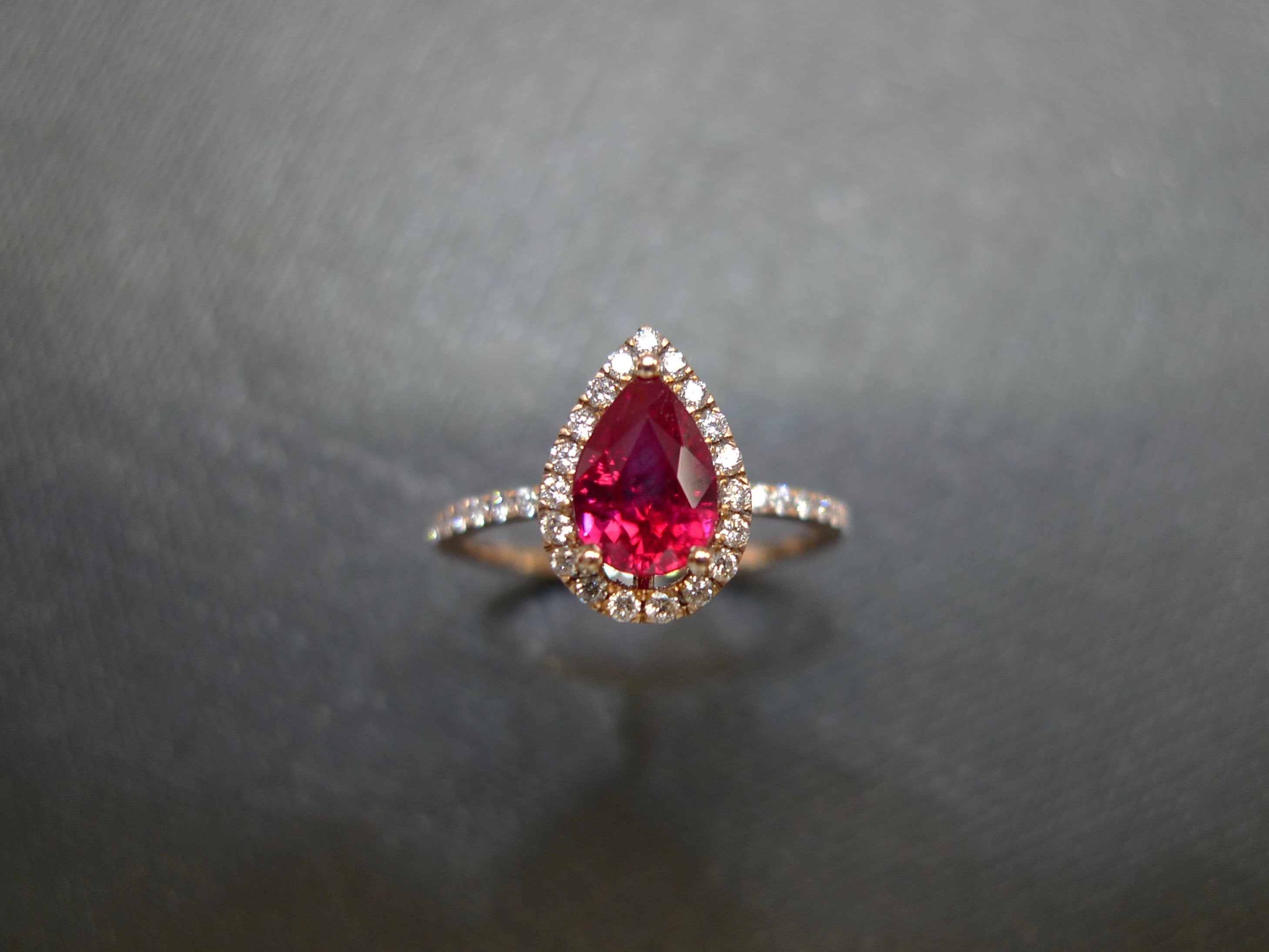 Pear Shaped Ruby and Diamond Ring - HN JEWELRY