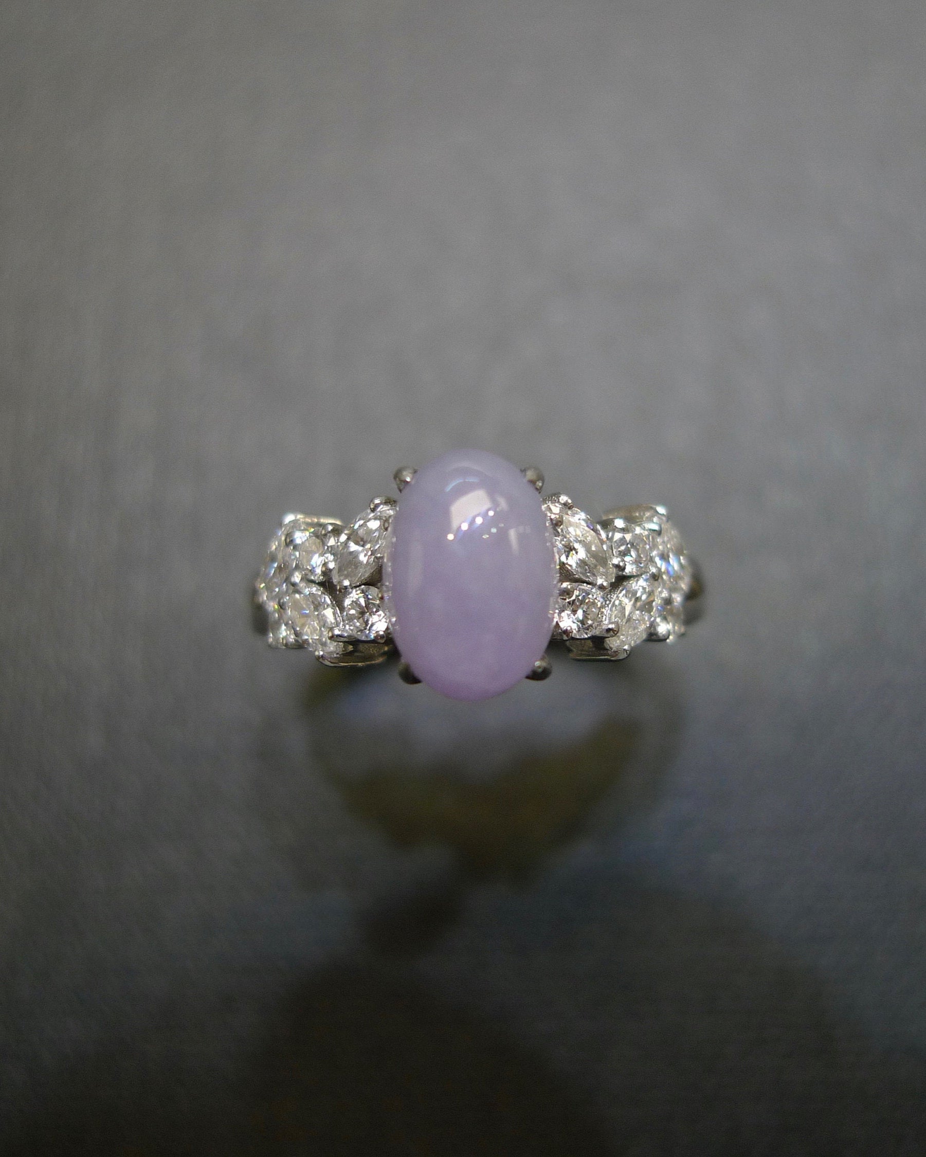 Purple Jade and Marquise Diamond Ring - HN JEWELRY