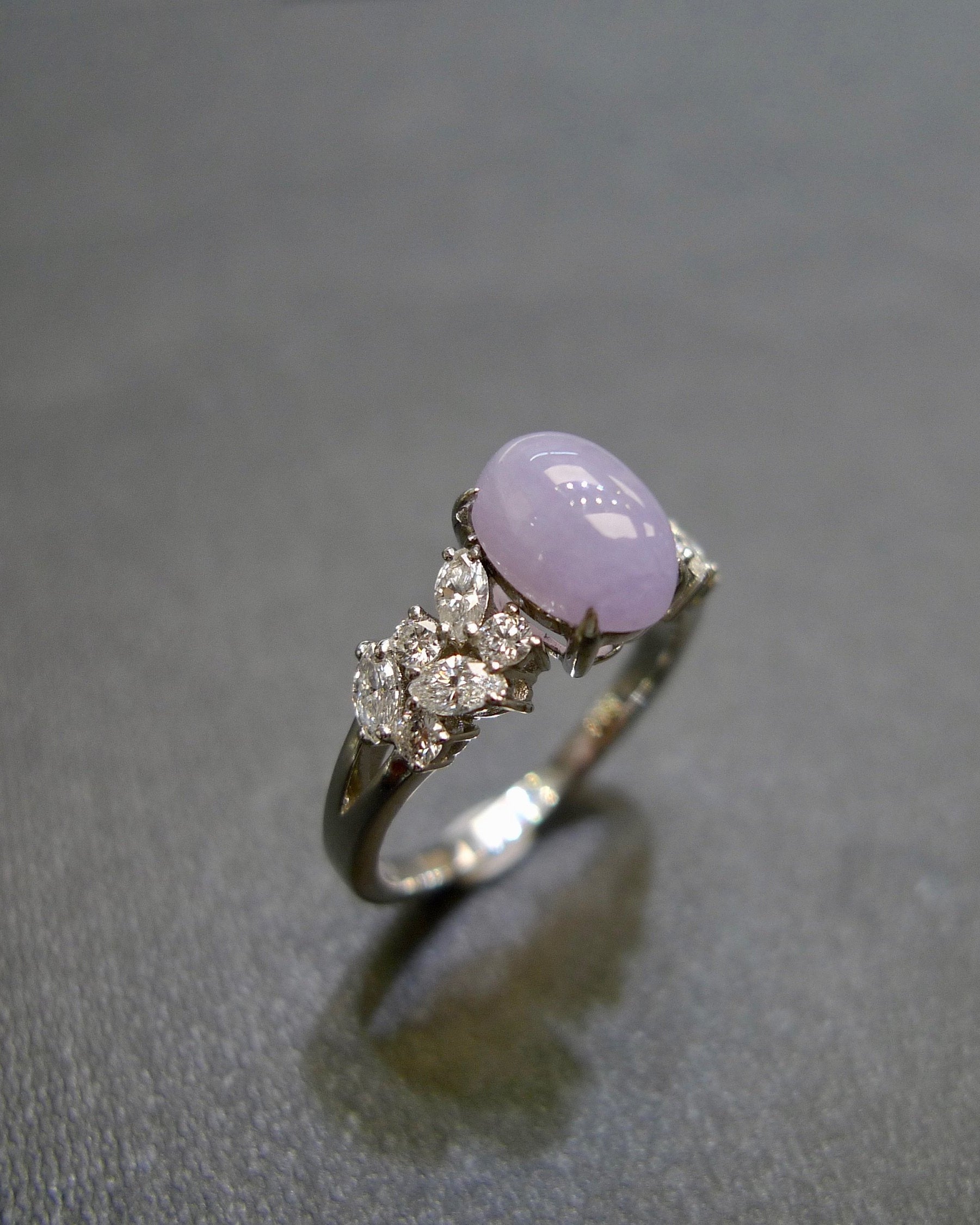 Purple Jade and Marquise Diamond Ring - HN JEWELRY