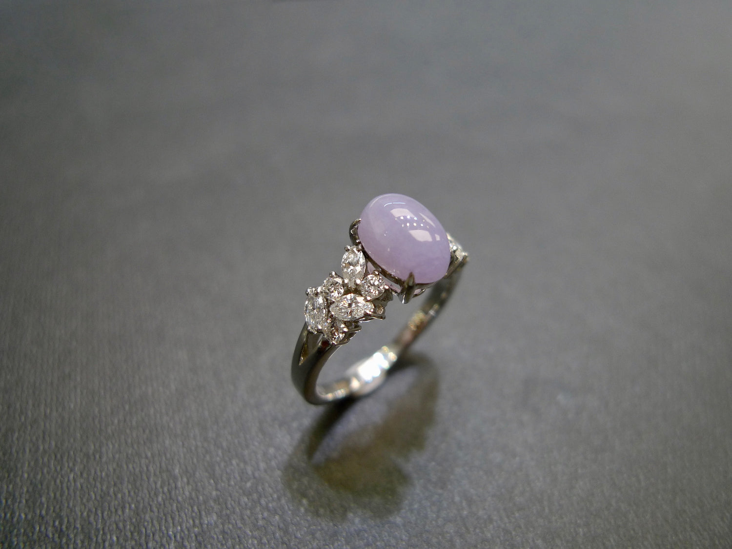Purple Jade and Marquise Diamond Ring - HN JEWELRY