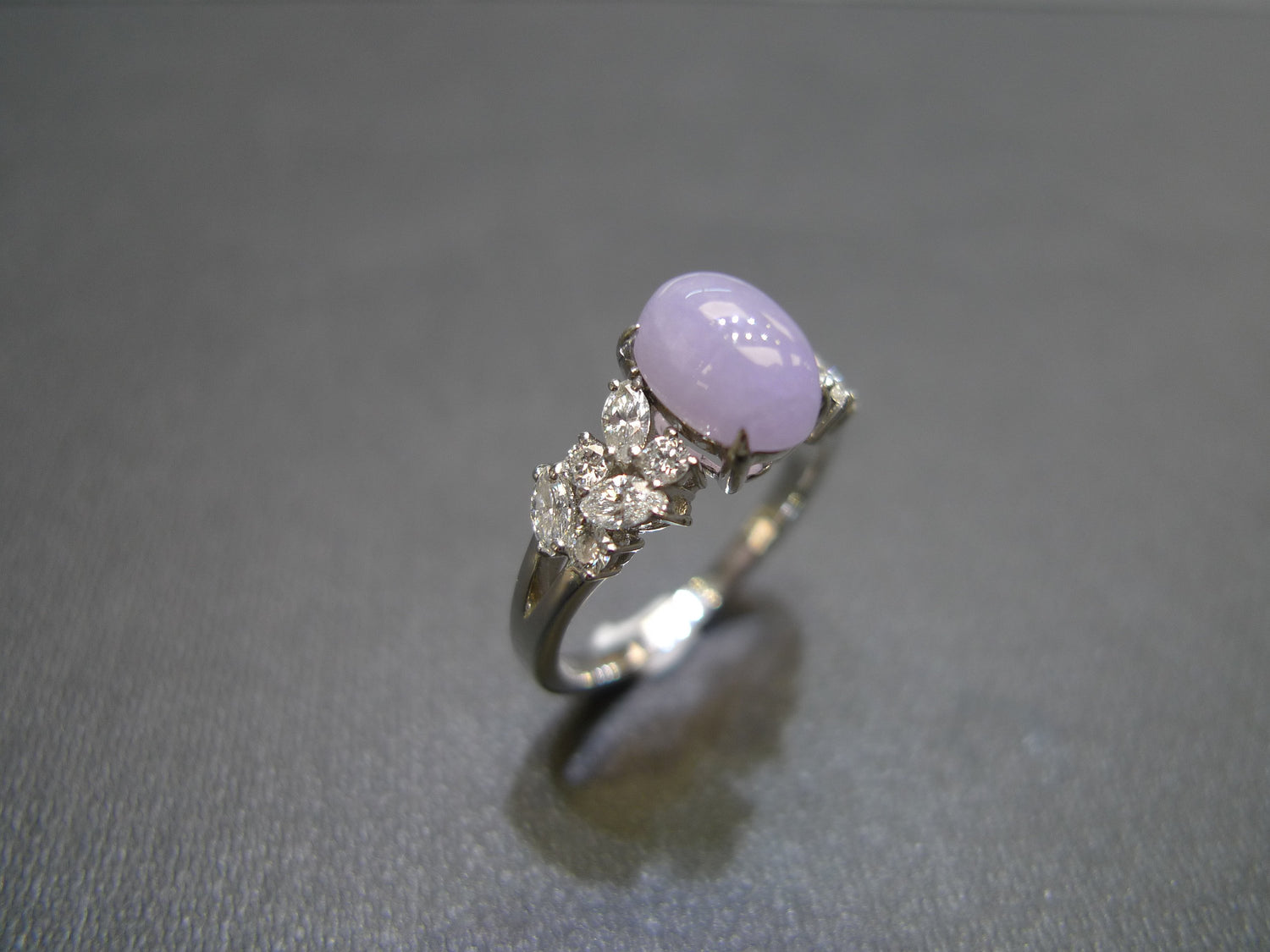 Purple Jade and Marquise Diamond Ring - HN JEWELRY