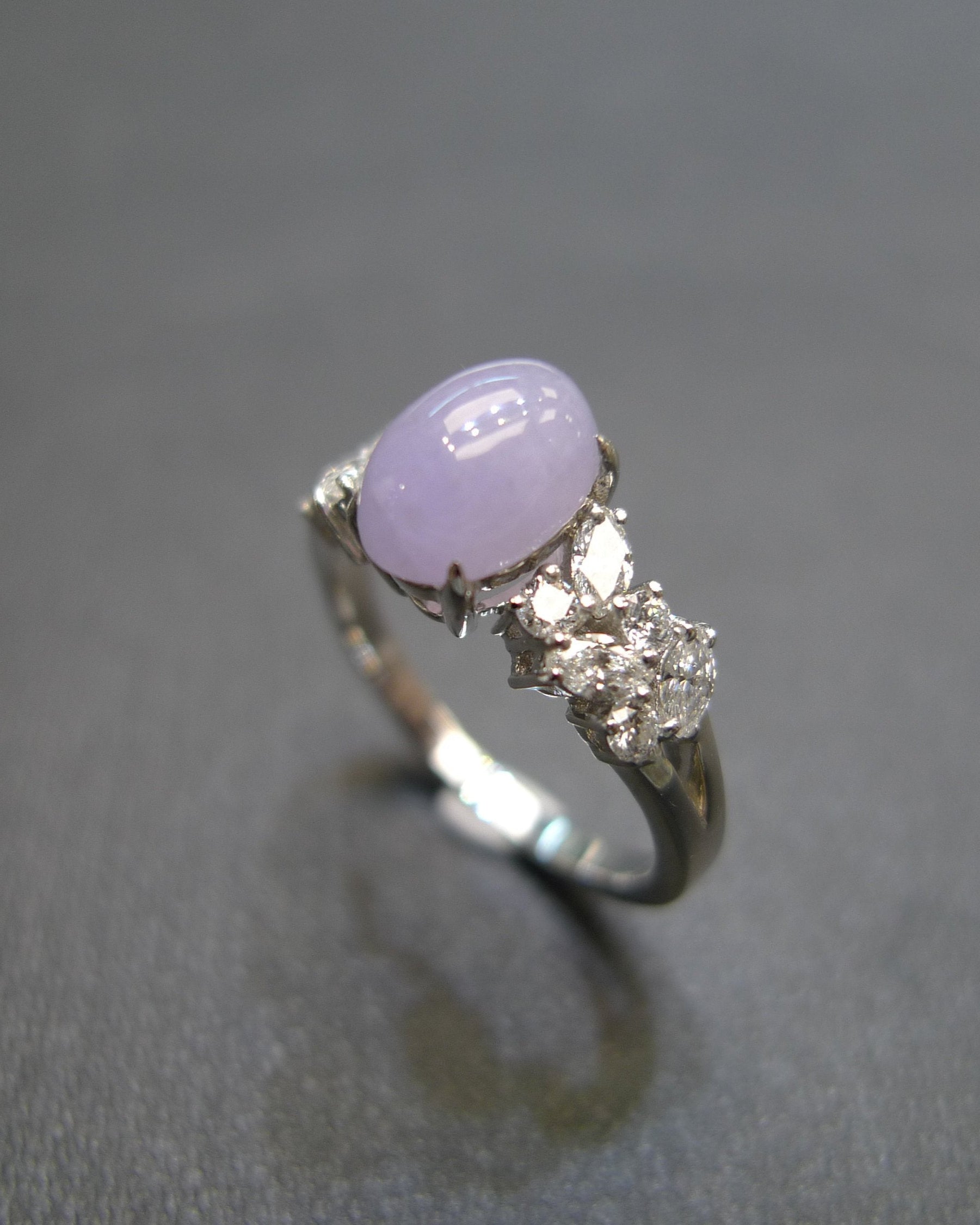 Purple Jade and Marquise Diamond Ring - HN JEWELRY