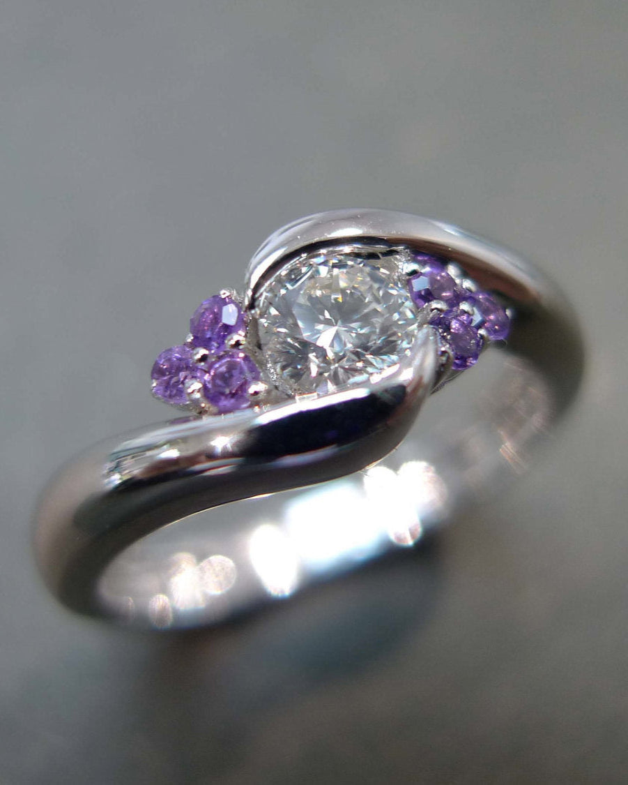 Diamond and Amethyst Ring in Platinum - HN JEWELRY