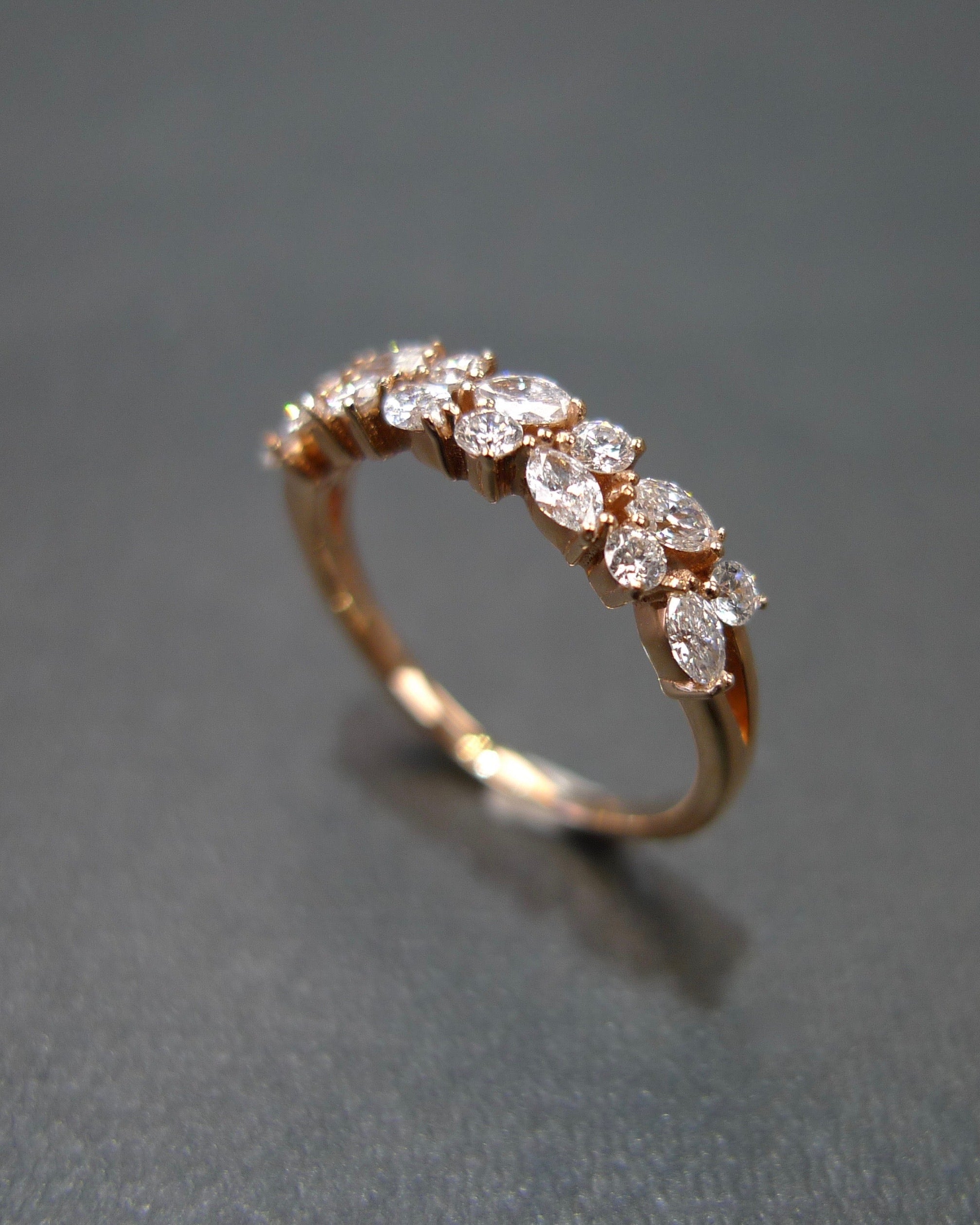 4mm Marquise Diamond Wedding Ring in 18K Rose Gold - HN JEWELRY
