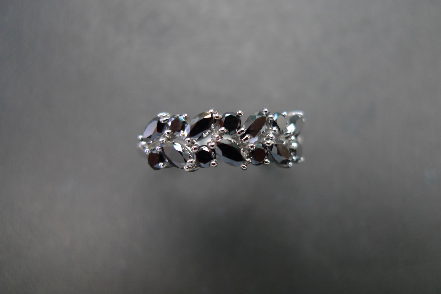 Marquise Black Diamond Ring in 18K White Gold - HN JEWELRY