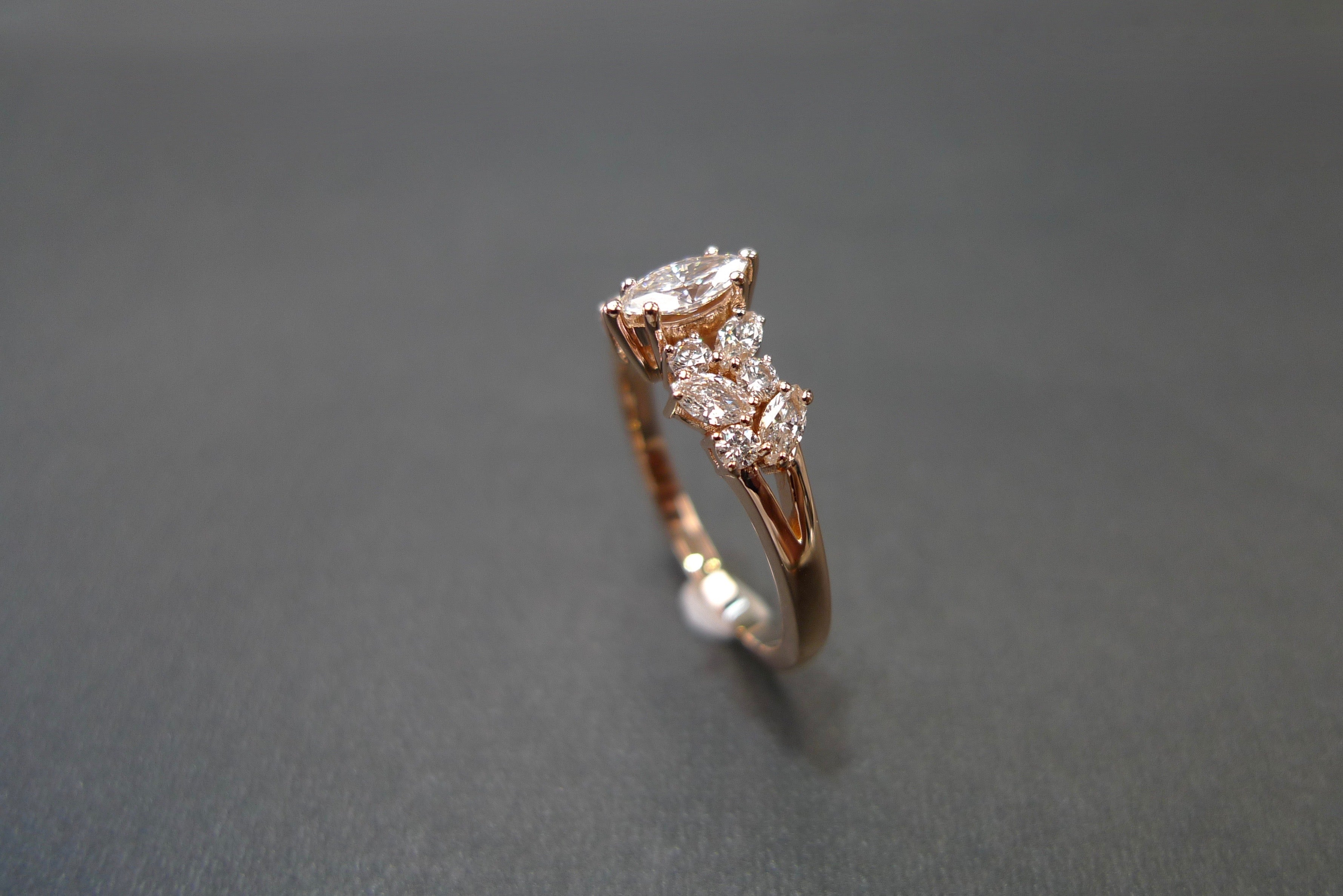 Marquise Diamond Engagement Ring in 18K Rose Gold - HN JEWELRY