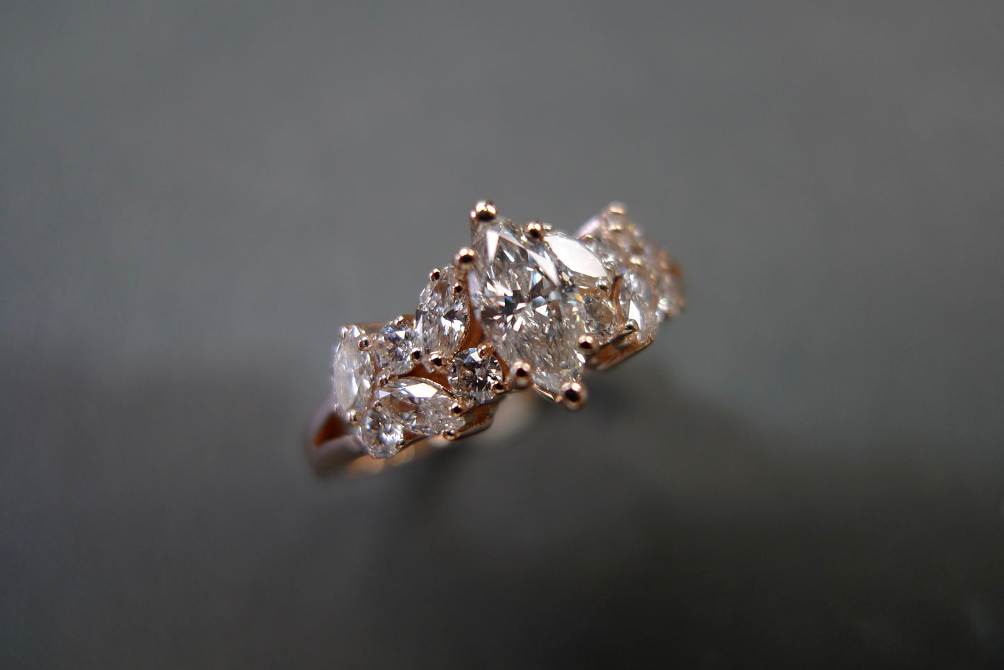 Marquise Diamond Engagement Ring in 18K Rose Gold - HN JEWELRY