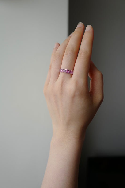Oval Shape Pink Sapphire Ring in White Gold - HN JEWELRY