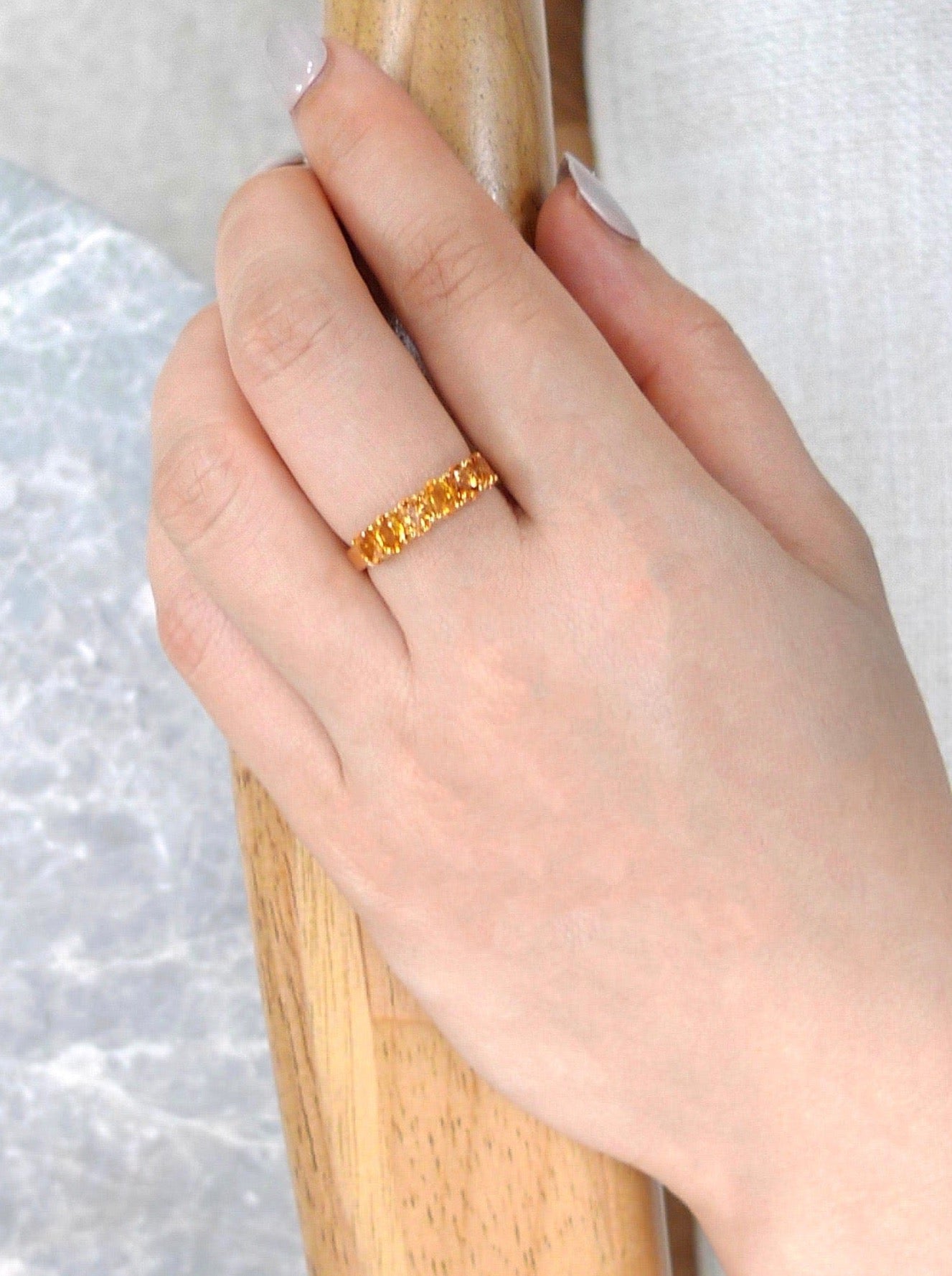 Oval Shape Yellow Sapphire Ring in Yellow Gold - HN JEWELRY