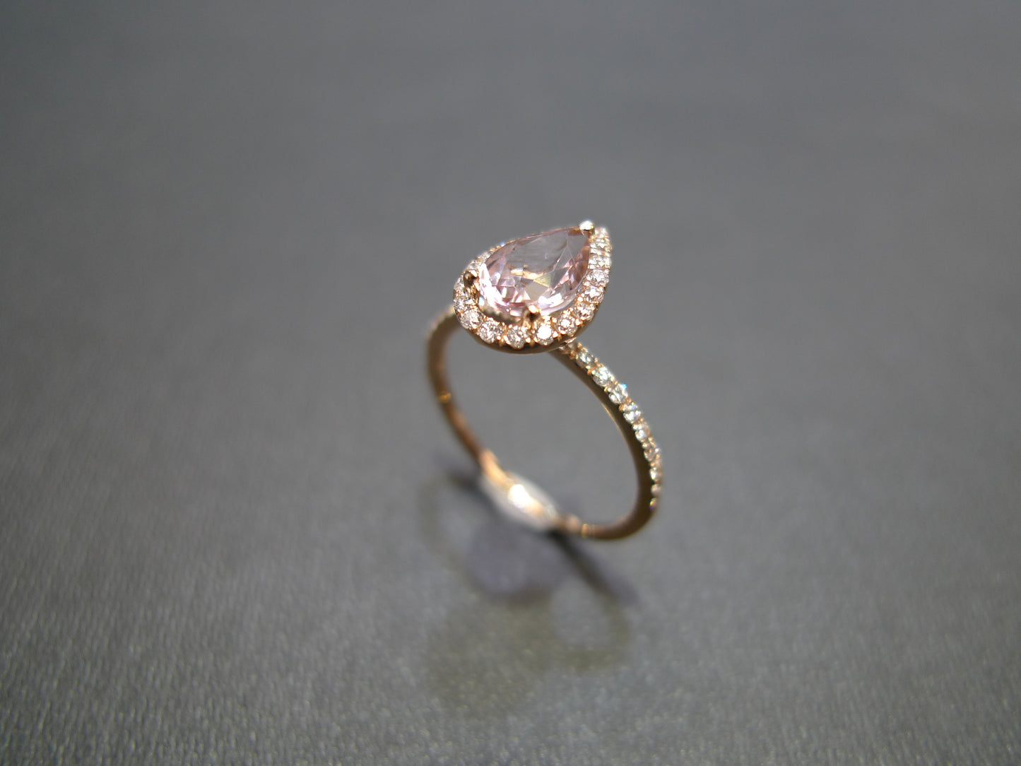 Pear Shaped Morganite & Diamond Ring in 18K Rose Gold - HN JEWELRY