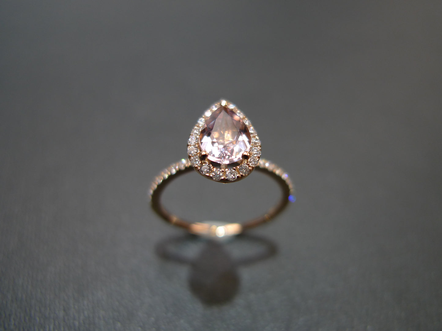 Pear Shaped Morganite & Diamond Ring in 18K Rose Gold - HN JEWELRY