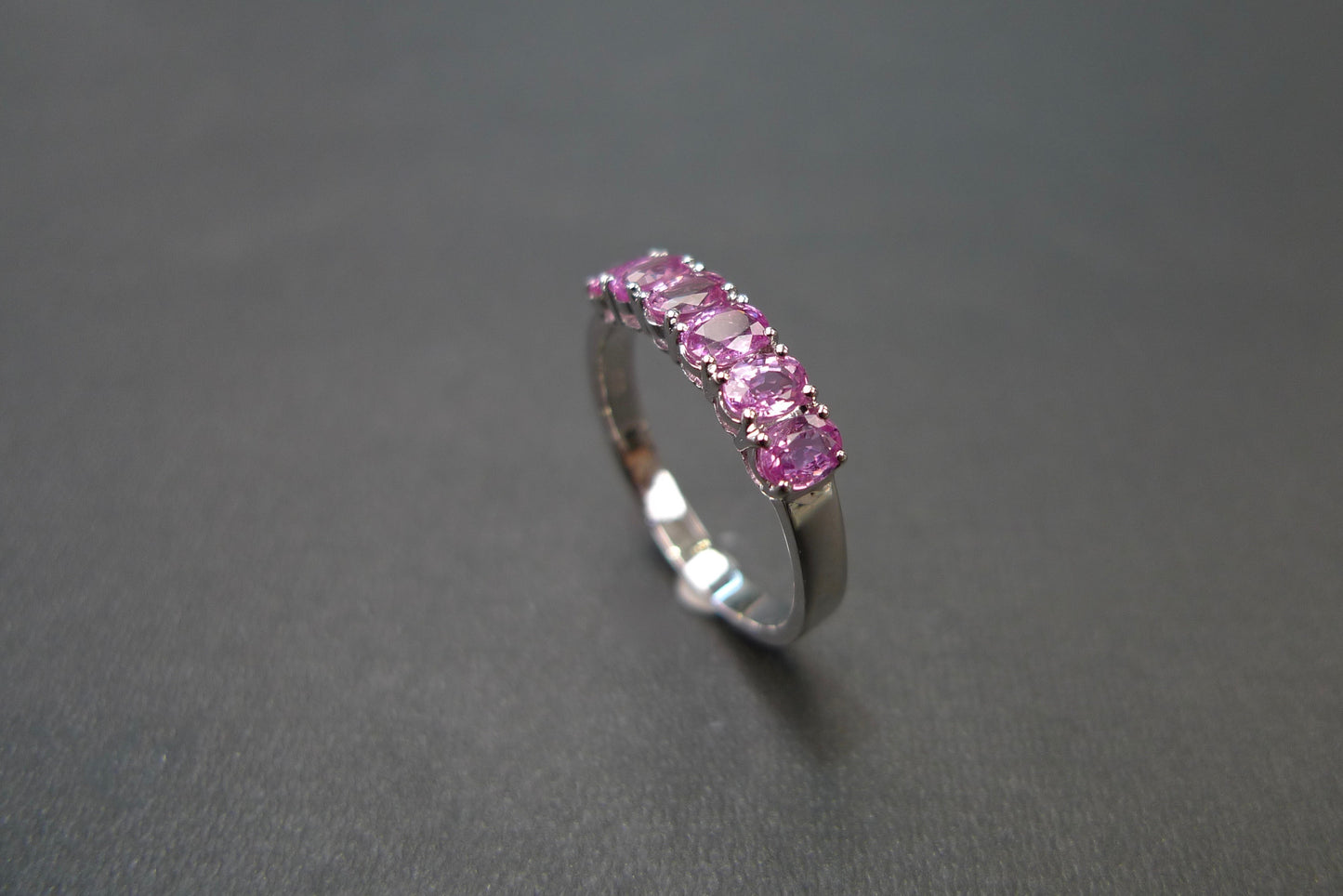 Oval Shape Pink Sapphire Ring in White Gold - HN JEWELRY