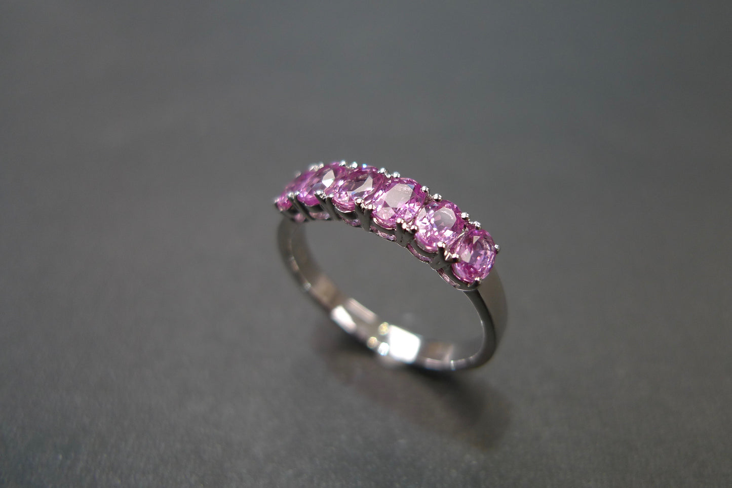 Oval Shape Pink Sapphire Ring in White Gold - HN JEWELRY