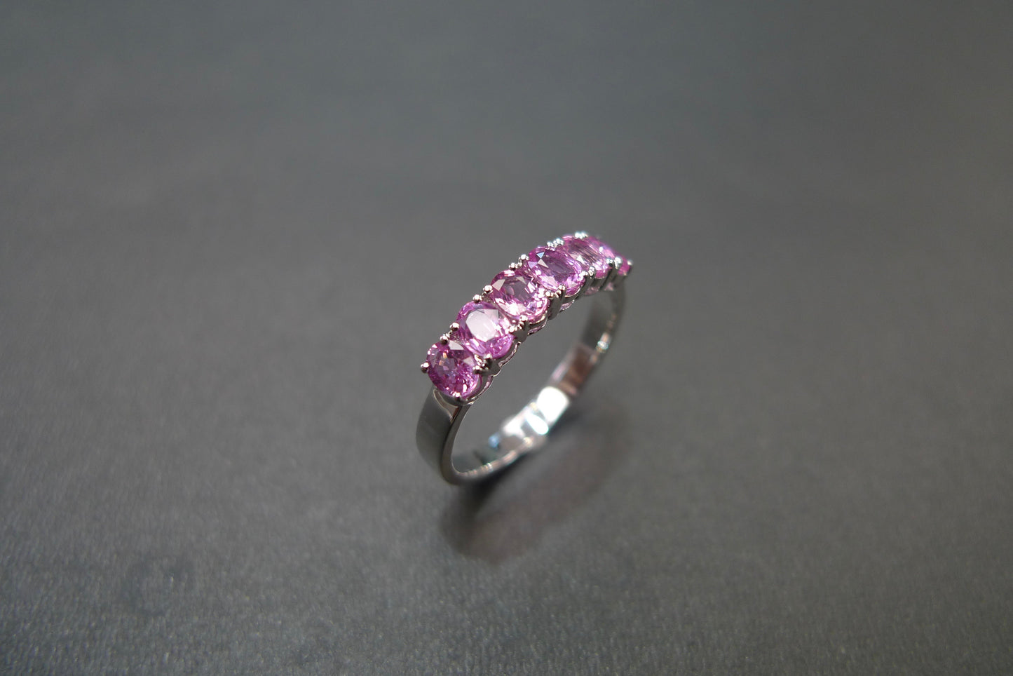 Oval Shape Pink Sapphire Ring in White Gold - HN JEWELRY