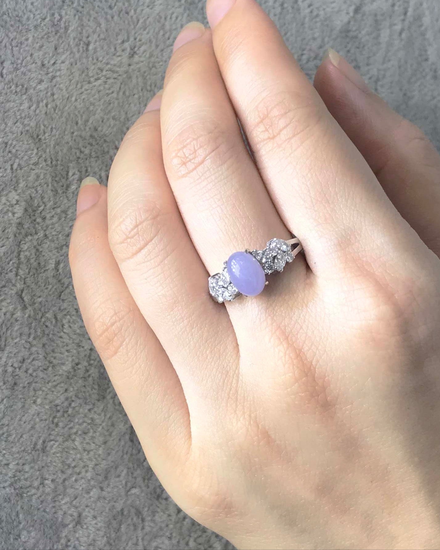 Purple Jade and Marquise Diamond Ring - HN JEWELRY