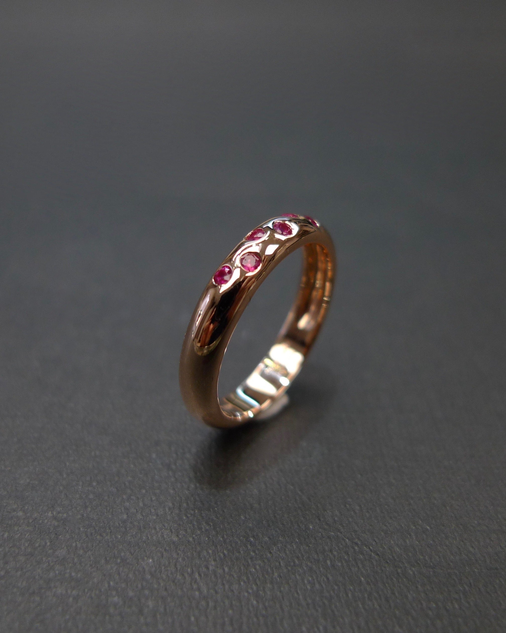 Ruby Wedding Polka Dot Ring in 18K Rose Gold - HN JEWELRY