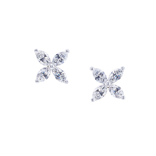 Small Version Marquise Diamond Earrings in 18K White Gold - HN JEWELRY