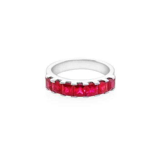 Princess Cut Ruby Ring in 18K White Gold - HN JEWELRY